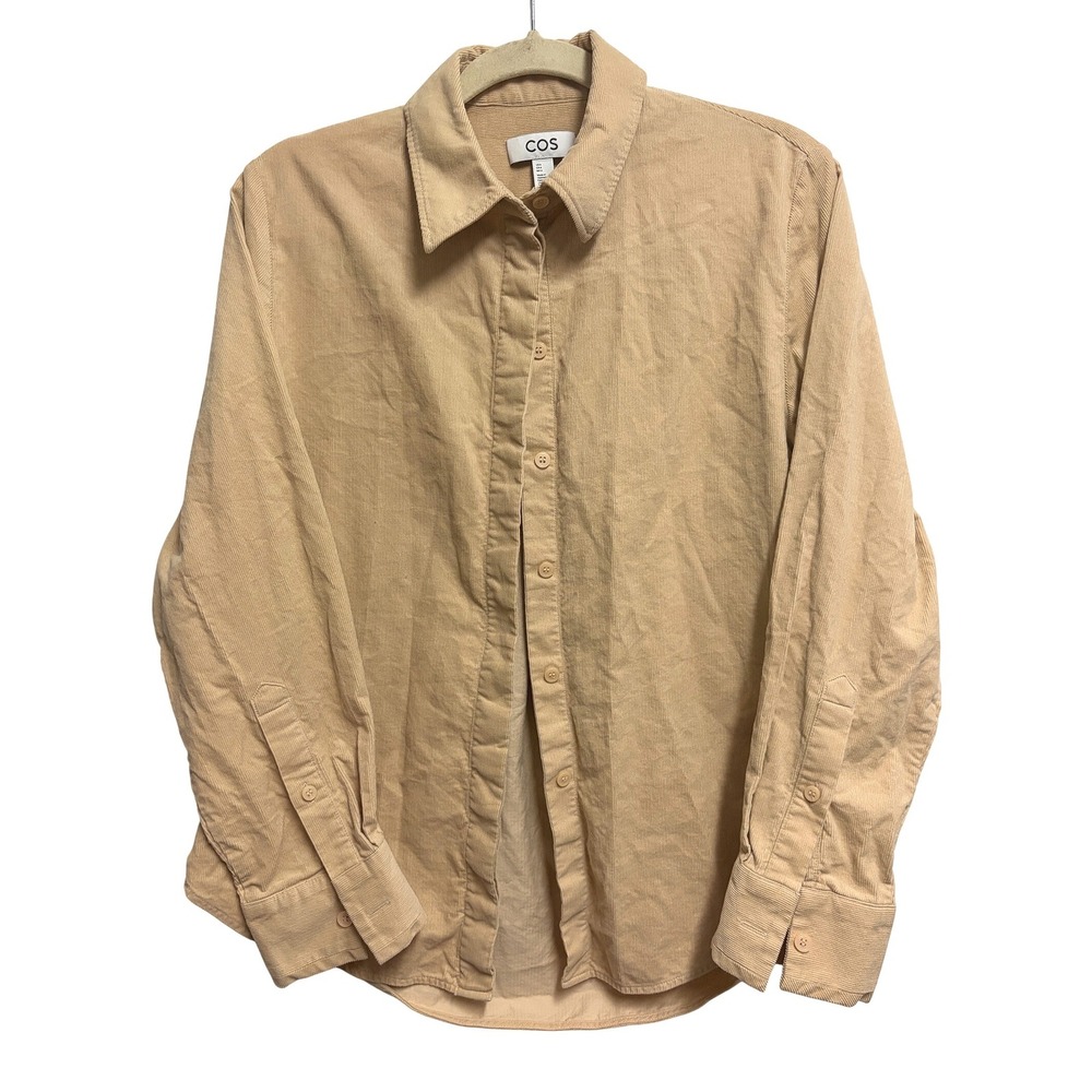 COS Corduroy Button Down Shirt Beige Blouse Long Sleeve Size 6